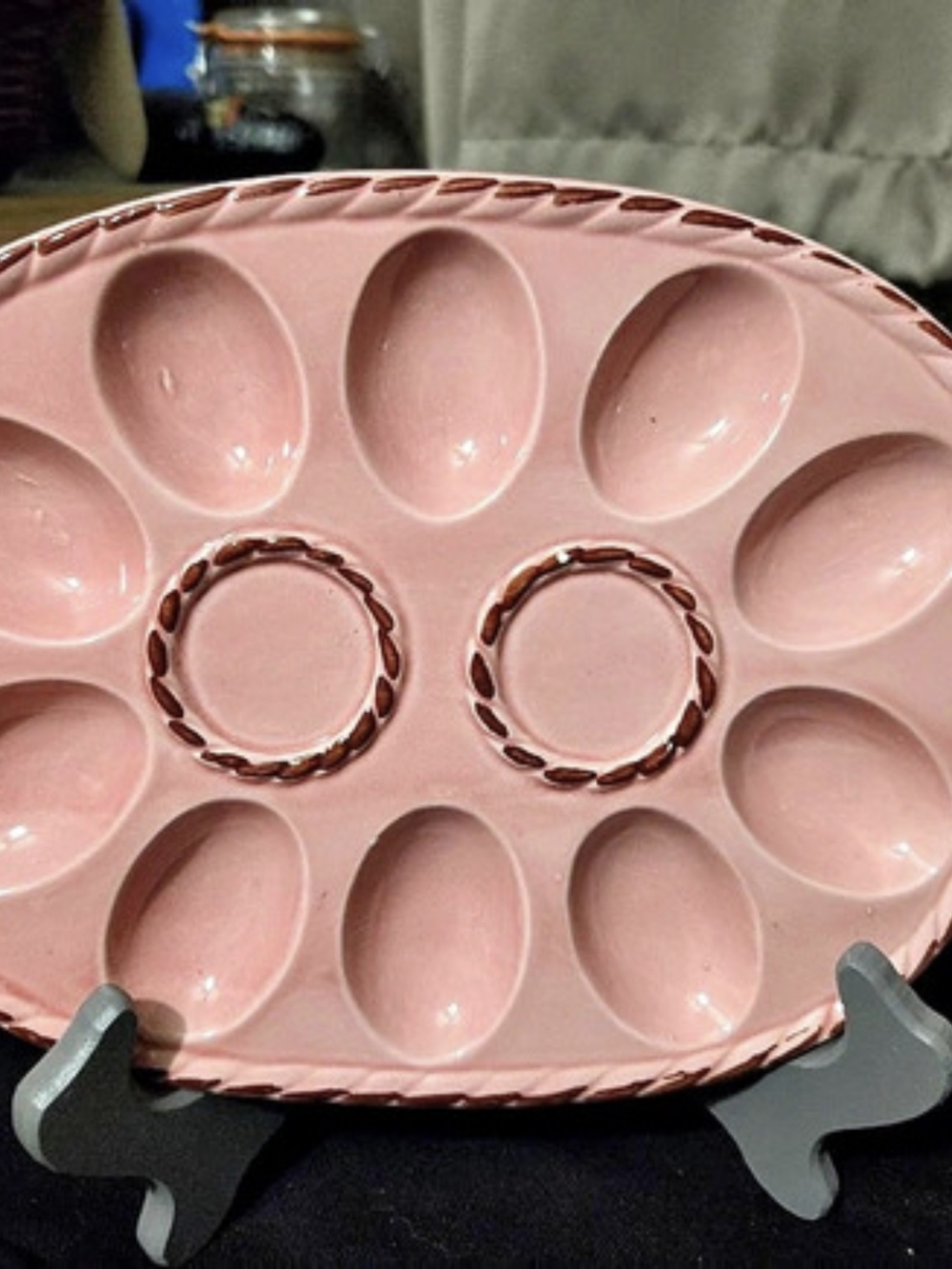 Pink Ceramic Deviled Egg Plate